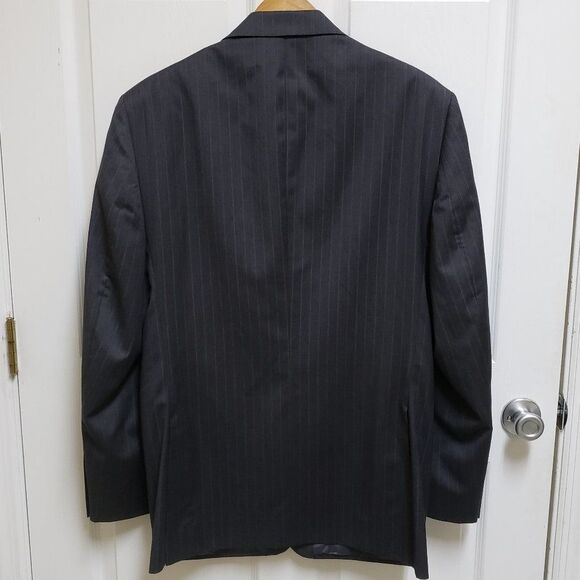 Jos. A. Bank 44L Gray Blue Stripe Wool Silk Blend 2 Button Vented Classic Career - Picture 2 of 15